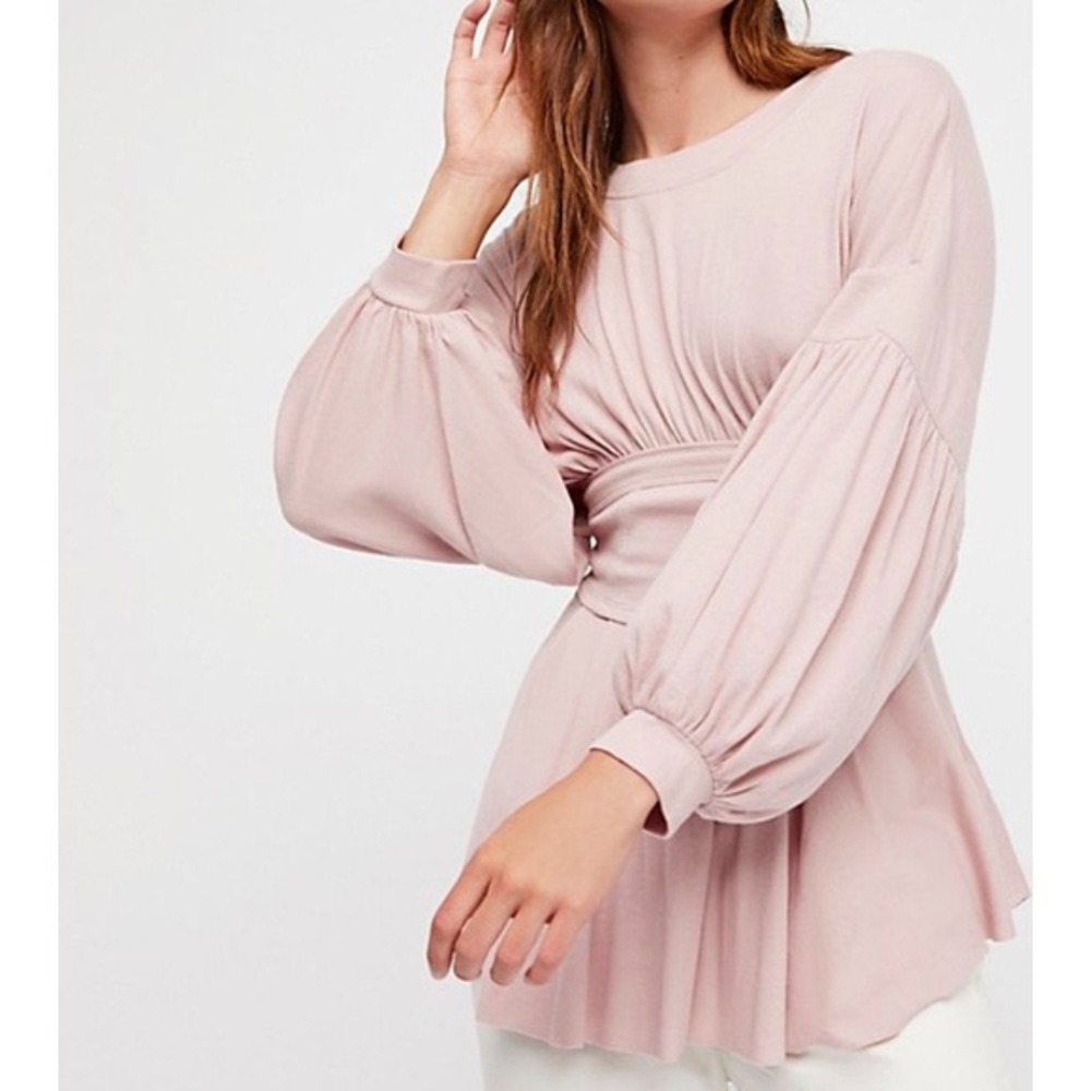 Free People Time Traveler Pink Long Sleeve Top